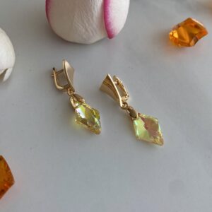Crystal Glass English Lock Earrings