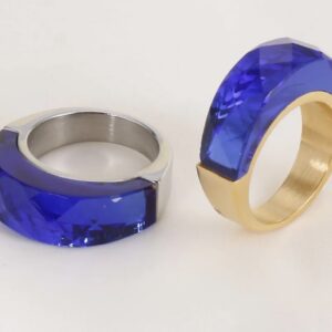 «TEMPTATION» - Luxury Stainless Steel Rings With Blue Crystal Glass - Image 3