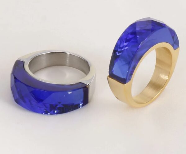 «TEMPTATION» - Luxury Stainless Steel Rings With Blue Crystal Glass