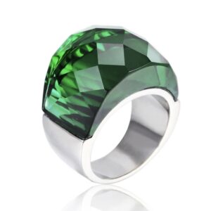 «TEMPTATION» - Luxury Stainless Steel Rings With Green Crystal Glass - Image 2