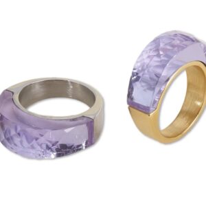 «TEMPTATION» - Luxury Stainless Steel Rings With Lilac Crystal Glass - Image 4