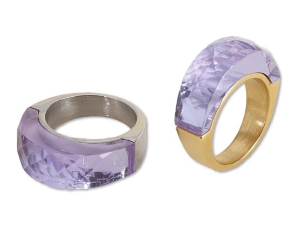 «TEMPTATION» - Luxury Stainless Steel Rings With Lilac Crystal Glass