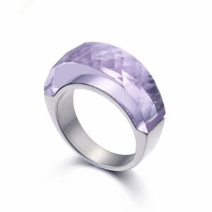«TEMPTATION» - Luxury Stainless Steel Rings With Lilac Crystal Glass - Image 2