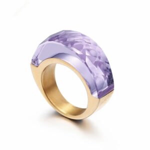 «TEMPTATION» - Luxury Stainless Steel Rings With Lilac Crystal Glass - Image 3