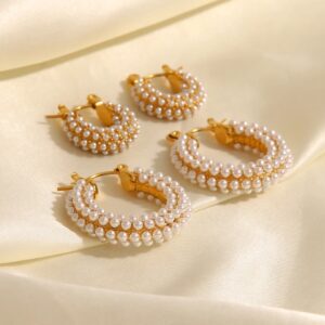 «ZILANA» Waterproof Earrings For Women With Pearls - Image 8