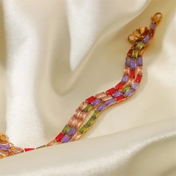 «PAVLA» Waterproof Bracelet For Women / Rainbow Zirconia Color⠀
