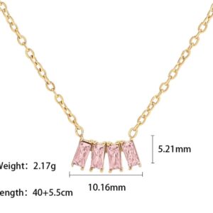 «DIANA» Waterproof Necklace For Women / Gold With Pink Cubic Zirconia  - Image 3