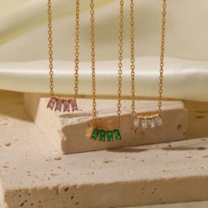 «DIANA» Waterproof Necklace For Women / Gold With Pink Cubic Zirconia  - Image 4