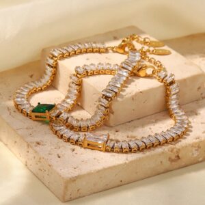 «ANTONIA» Waterproof Necklace For Women With Zirconia/ Gold Color - Image 5