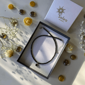 «BLACK BACCARA» Semi-Fine Crystal Necklace Choker With Swarovski Stone Pendant - Image 5