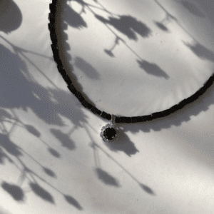«BLACK BACCARA» Semi-Fine Crystal Necklace Choker With Swarovski Stone Pendant - Image 4