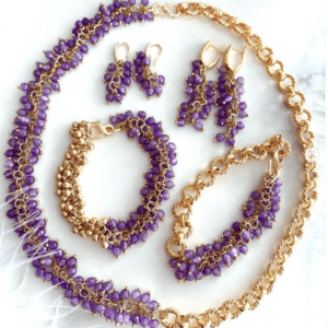 «BEAUTYBERRY» Luxury Semi-Fine Natural Stone And Chain Bracelet & Earrings Jewellery Set⠀ - Image 8