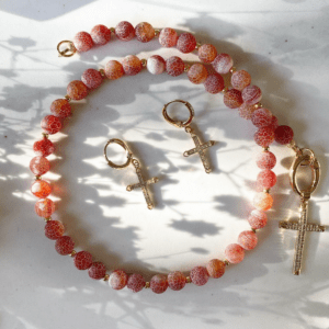 «TAKE.ME.TO.CHURCH» Semi-Fine Natural Stone Necklace And Earrings Jewellery Set⠀ - Image 3