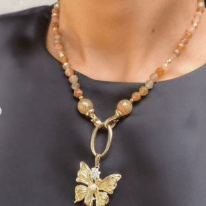 «DRIADA» Semi-Fine Natural Stone Luxury Necklace & Pendant With Swarovski Crystals - Image 4
