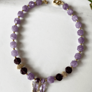 «PURPLE EMPEROR» Luxury Natural Stone Necklace & Earrings Jewellery Set - Image 5
