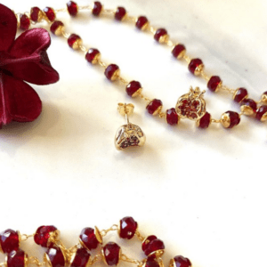 «POMEGRANATE WINE» Luxury Crystal Necklace And Earrings Jewellery Set⠀ - Image 7