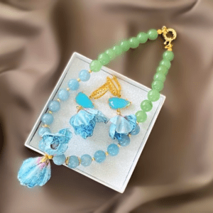 «PETITE FLORAL» Semi-Fine Natural Stone Luxury Necklace And Earrings Jewellery Set⠀ - Image 9