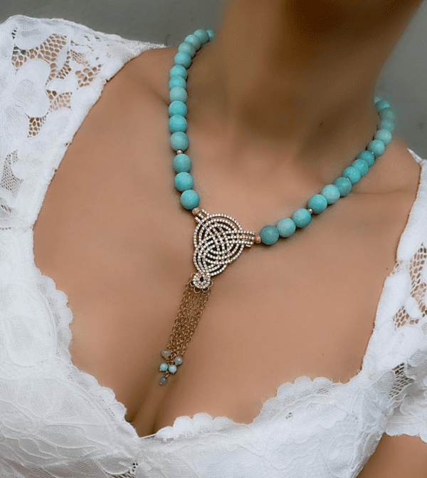 «UNDINE» Semi-Fine Natural Stone Necklace And Earrings Luxury Jewelry Set⠀