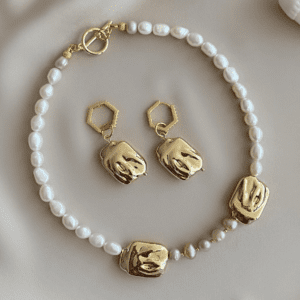 «APHRODITE» Natural Pearl Choker Necklace & Earrings Luxury Jewellery Set - Image 3