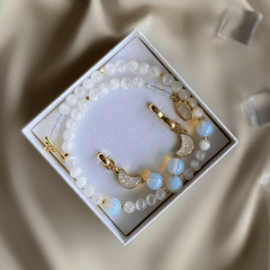 «LUNE» - Natural Stone Choker Necklace & Earrings Luxury Jewelry Set ⠀ - Image 2