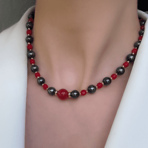 «BLACK CRAMBERRY» Beautiful Crystal & Pearl Necklace With Earring - Transformers - Image 3