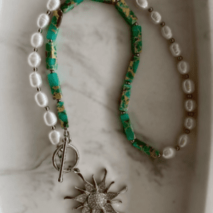 «DE SOLEIL» Semi-Fine Luxury Natural Stone And Pearl Necklace & Bracelet Jewellery Set⠀ - Image 7