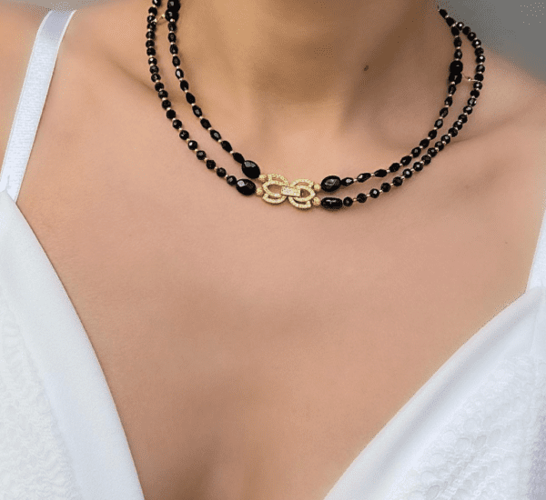 «IDALETTE» Semi-Fine Luxury Choker Necklace With Crystals And Natural Stone