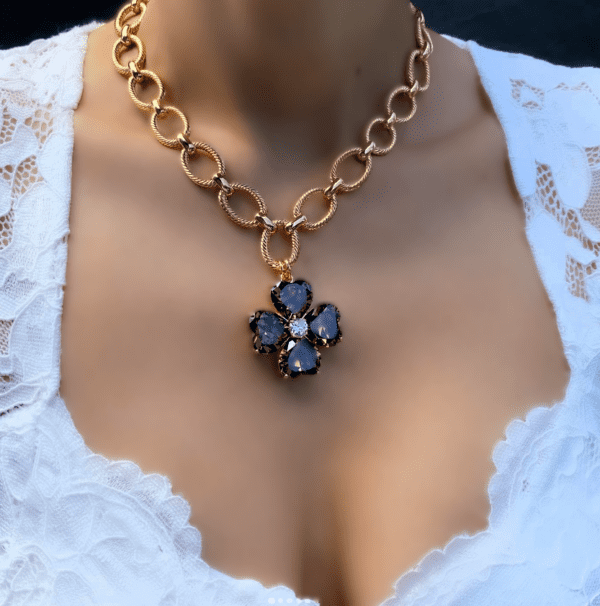 «FIORE» Semi-Fine Luxury Chain & Large Swarovski Crystal Pendant