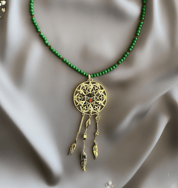 «SHAMAN» Semi-Fine Natural Stone Necklace With Big Trendy Pendant⠀