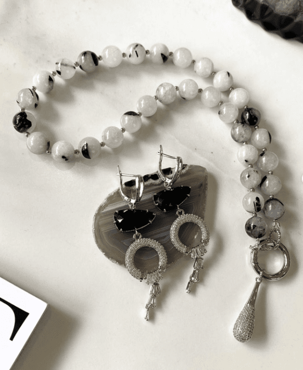 «BOHEMIA» Luxury Semi-Fine Natural Stone Necklace & Earrings Jewellery Set