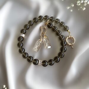 «BRUME» Semi-Fine Natural Stone Necklace And Crystal Earrings Luxury Jewellery Set ⠀ - Image 3