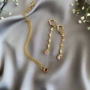 «CORTLAND» Semi-Fine Choker Necklace & Earrings Jewellery Set - Image 3