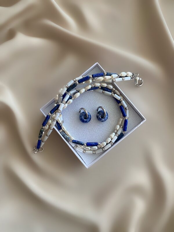 «EDITA» Semi-Fine Natural Stone Luxury Necklace & Earrings Jewellery Set