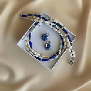 «EDITA» Semi-Fine Natural Stone Luxury Necklace & Earrings Jewellery Set - Image 4