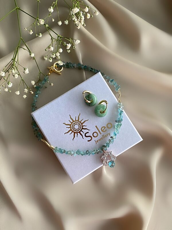 «CRYSTALLINE» Semi-Fine Natural Stone Necklace And Earrings Jewellery Set ⠀