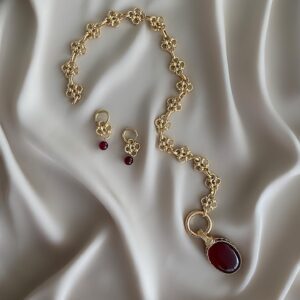 «ROSSO» Semi-Fine Luxury Chain Necklace And Earrings Set - Image 5