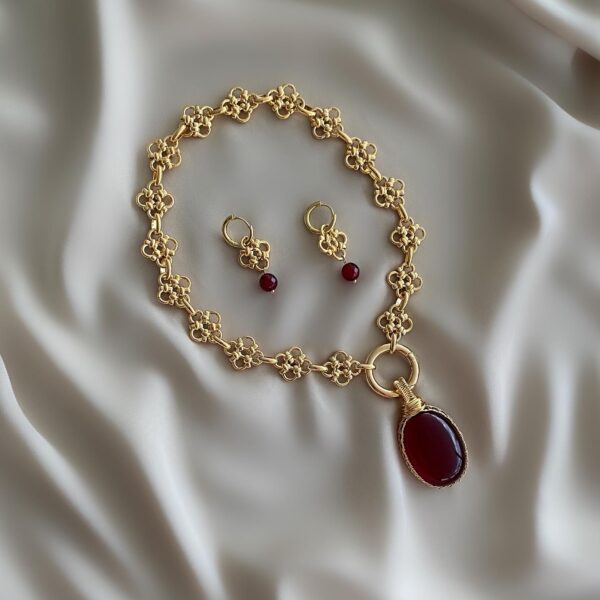 «ROSSO» Semi-Fine Luxury Chain Necklace And Earrings Set