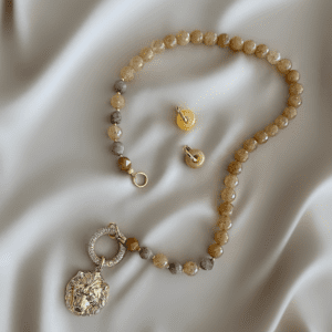 «UNTAMED» Luxury Natural Stone Semi-Fine Necklace And Earrings Set ⠀ - Image 3
